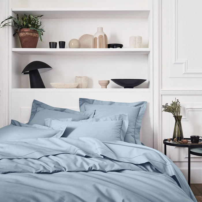 Housse de couette unie en percale de coton, PREMIÈRE, Bleu Glacier