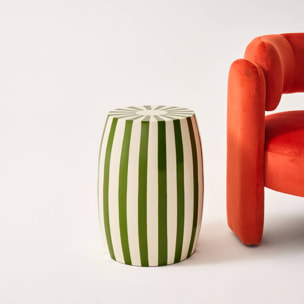 Table d'appoint. bout de canapé. table de chevet acier émaillé. vert et blanc Ø35 x H 46cm - Mizzy