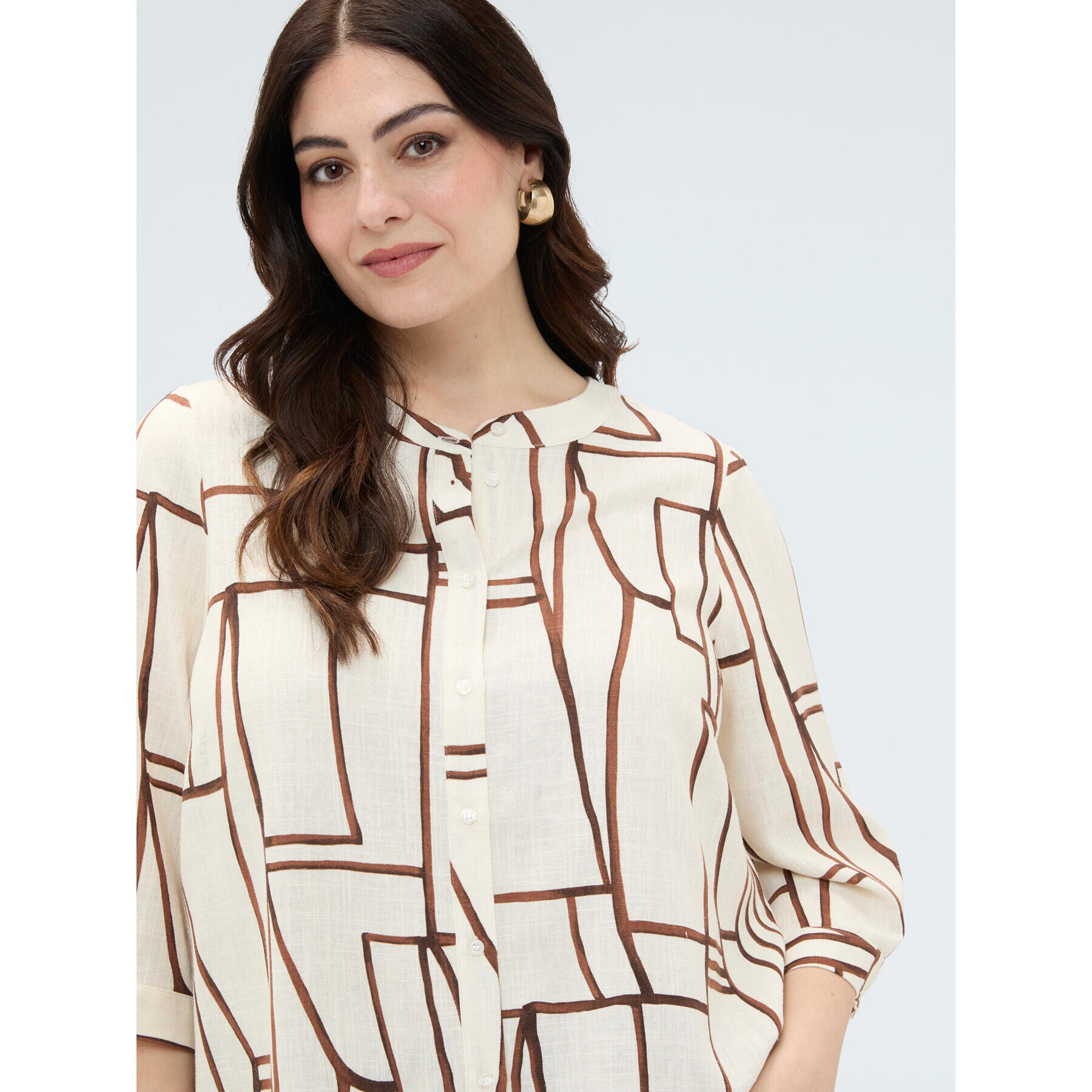 Fiorella Rubino - Blusa stampa geometrica in viscosa - Beige