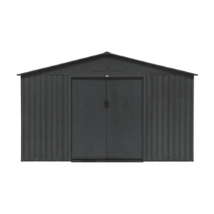 Abri de jardin en métal - Slack - 12.99 m² anthracite - Deux portes coulissantes. kit de fixation sol inclus. L 341 x 386 x 211cm