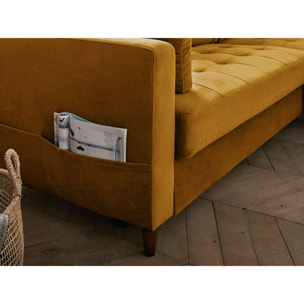 Anna - canapé d'angle droit - 4 places - convertible avec coffre - en velours - Jaune