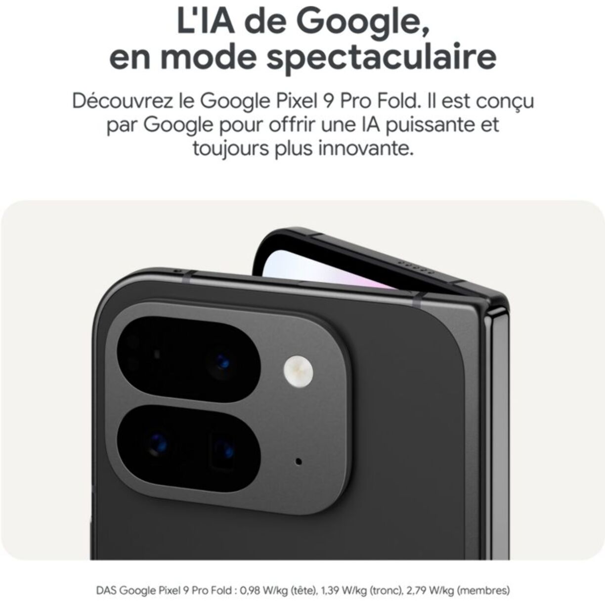 Smartphone GOOGLE Pixel 9 Pro Fold Noir Volcanique 512Go