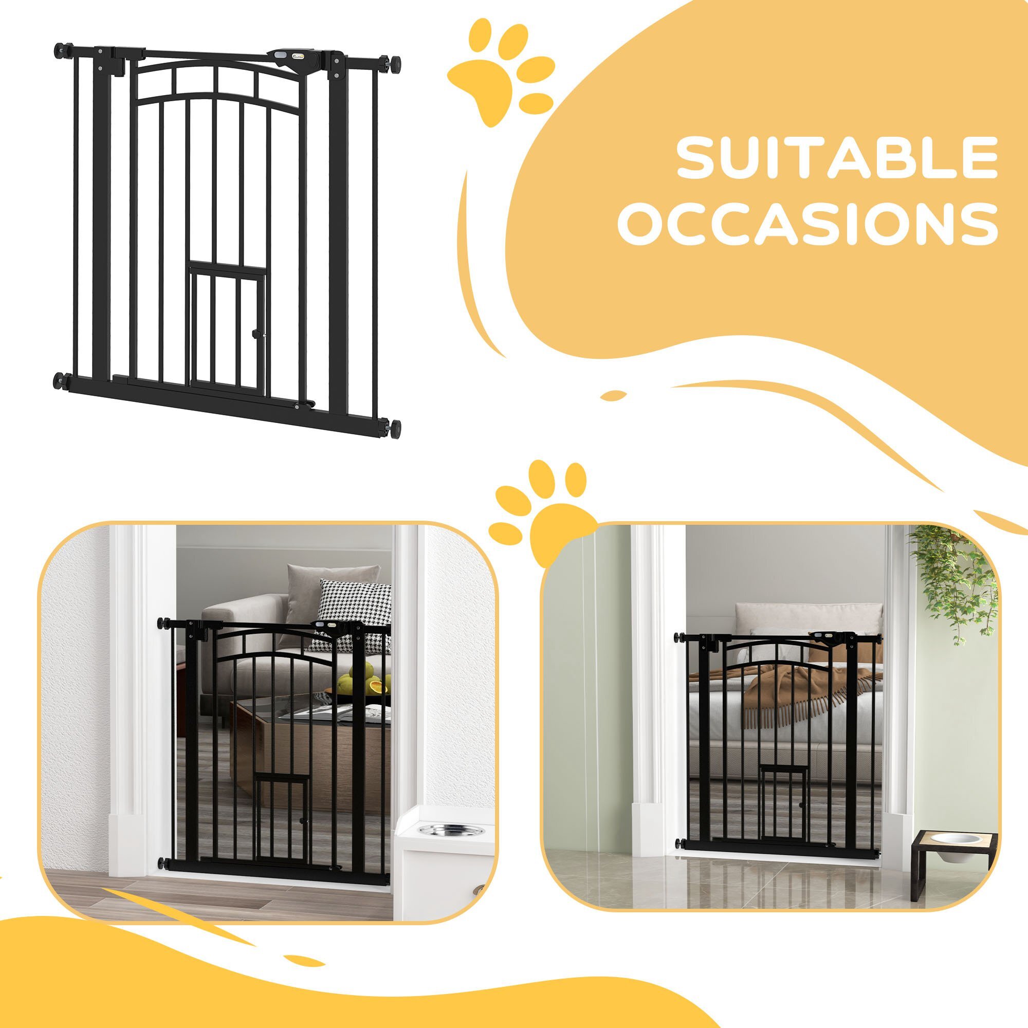 Barrière de sécurité pour chien - barrière à pression ajustable - double système de verrouillage - acier noir