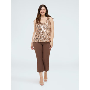 Fiorella Rubino - Top con lentejuelas y escote en V - Oro