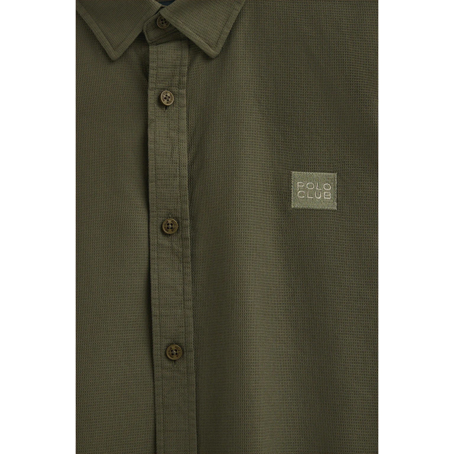 Camisa verde oliva de corte regular cuello con botones y logo Polo Club