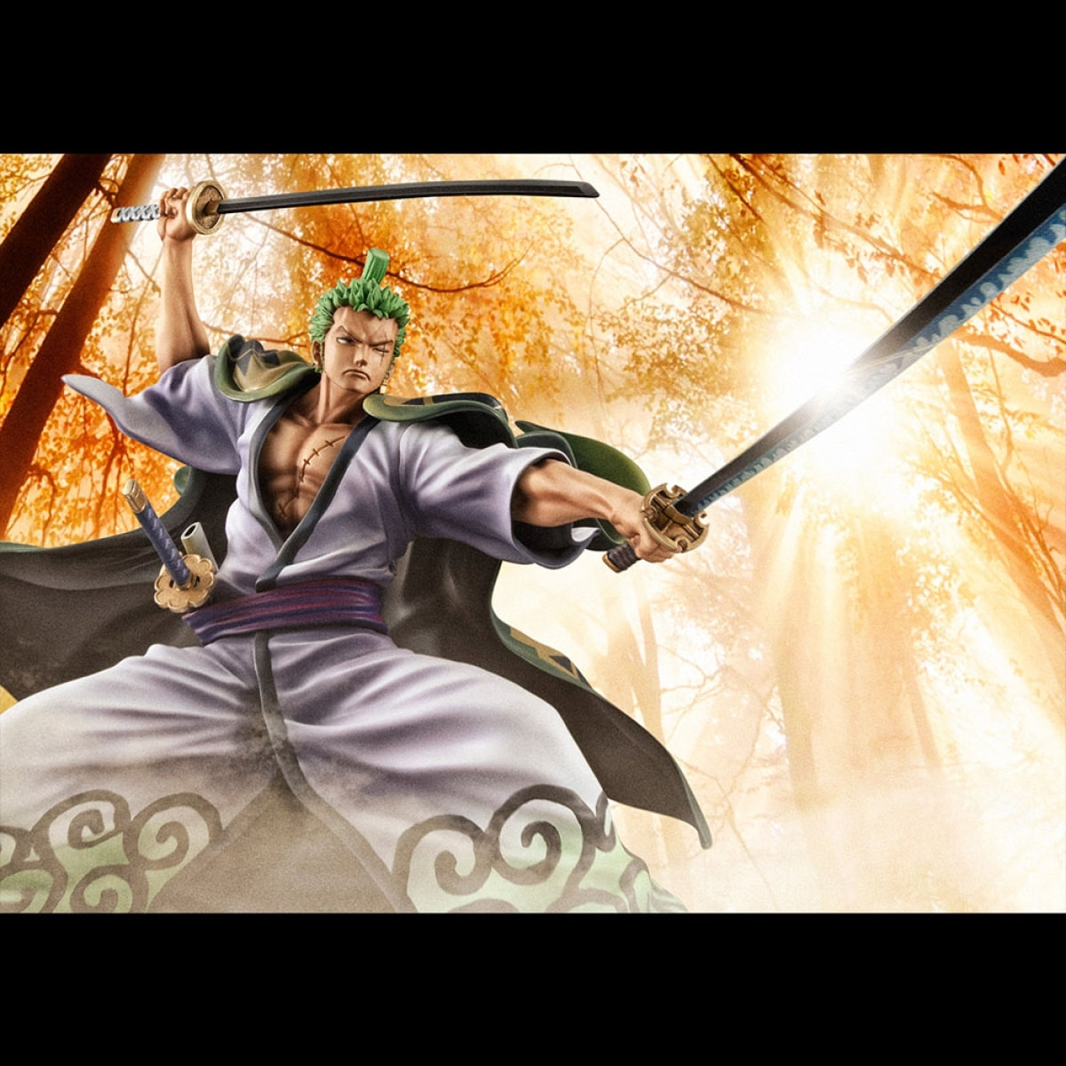 One Piece P.o.p Alleanza dei Guerrieri Statua Zoro Vers. Juro 22 Cm Megahouse