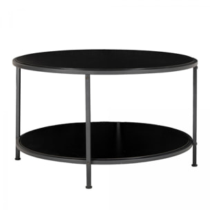 Vita - Table basse ronde en bois et métal ø80cm - Couleur - Noir