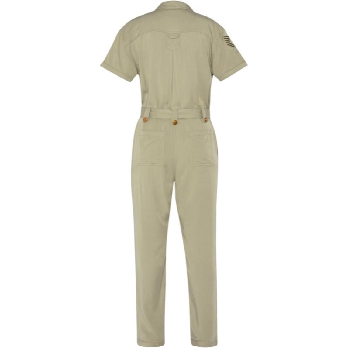 TRJAMELIA70W US NAVY JUMPSUIT IN YARN DYED COTTON WITH POCKETS & CHEST PRINT 100% COTTON Cachi