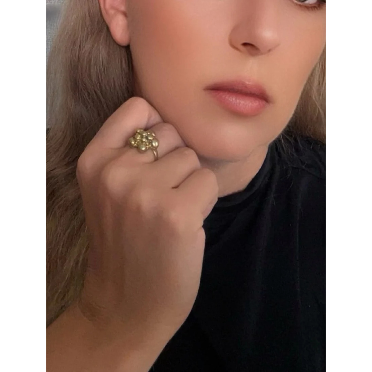 Anillo Flor Bubles chapado dorado latón