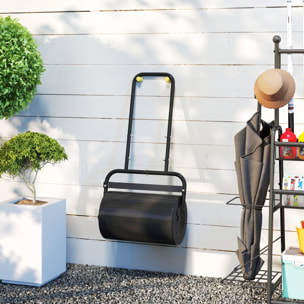 Rouleau à gazon jardin en acier avec poignée dim. 59L x 32l x 113H cm lestage max. 38 L noir