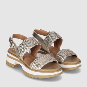 Sandalias de Piel - Platino - Tacón: 4 cm