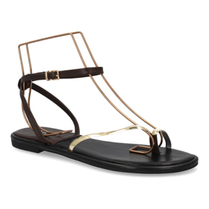 Sandalia plana tiras elegantes mujer