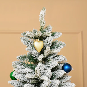árbol de Navidad 210 cm Nevado Artificial con 784 Puntas de Rama Ignífugas y Soporte de Acero Decoración Navideña para Interiores Ø95x210 cm Verde y Blanco