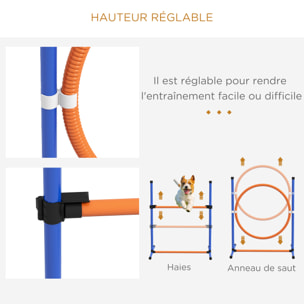 Kit d'agilité complet pour chien - slalom, anneau de saut, haies et accessoires