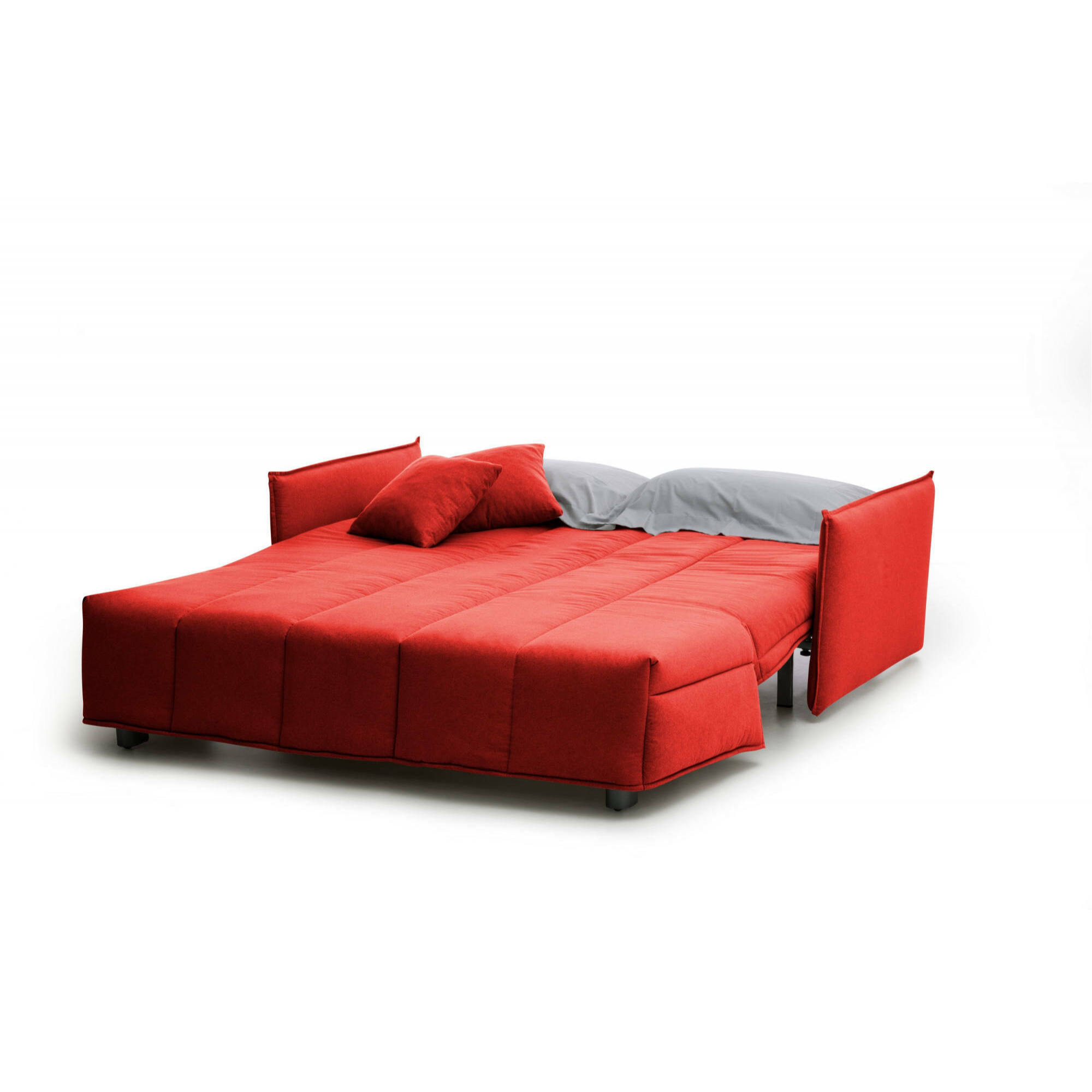 Divano Letto Allyson, Divano a 3 posti, 100% Made in Italy, Sofà Soggiorno con apertura a carrello, in tessuto imbottito, con Braccioli standard, Cm 190x90h85, Rosso