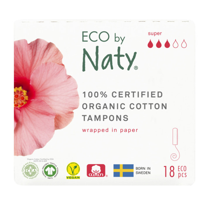 Pack de 12 - Naty - 18 Tampons Sans applicateur - Super