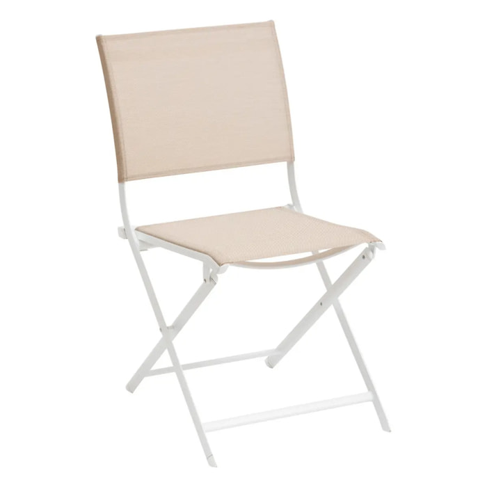 Lot de 4 chaises de jardin pliantes Axant Lin & Blanc