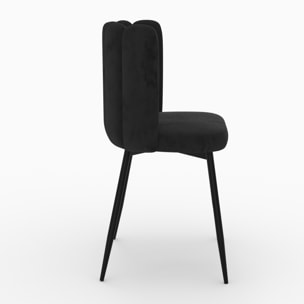 Chaise en velours noir et pieds en métal noir - Rosy