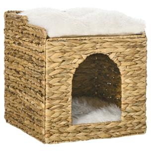 Panier chat lit chat cosy grand confort dim. Ø 37 x 41H cm coussins doux inclus jacinthe d'eau