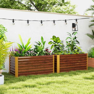 Lot de 2 lits de jardin surélevés en acier galvanisé, lot de 2 carrés potagers de jardin, fond ouvert, pour légumes à racines profondes, fleurs, 120 x 60 x 60 cm, gris foncé