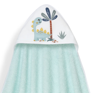 Capa Baño 1X1 Mod Estampado Dinosaurio Palmera+Gorro Verde