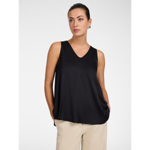 Elena Mirò - Top in raso di viscosa scollo a V - Nero