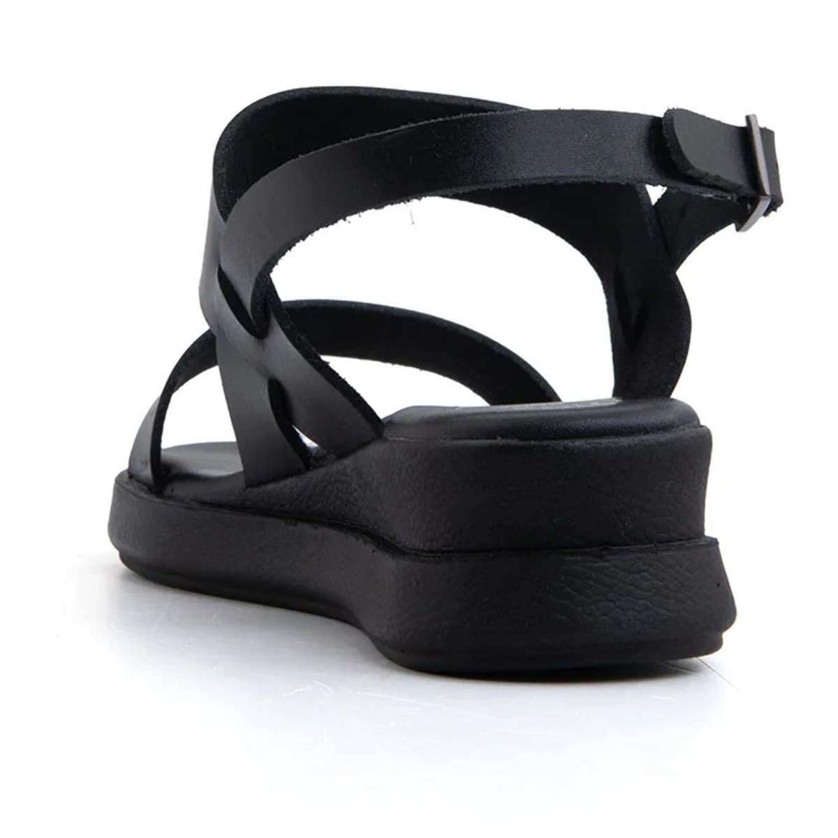 Sandalo platform minimal band in vera pelle - NERO