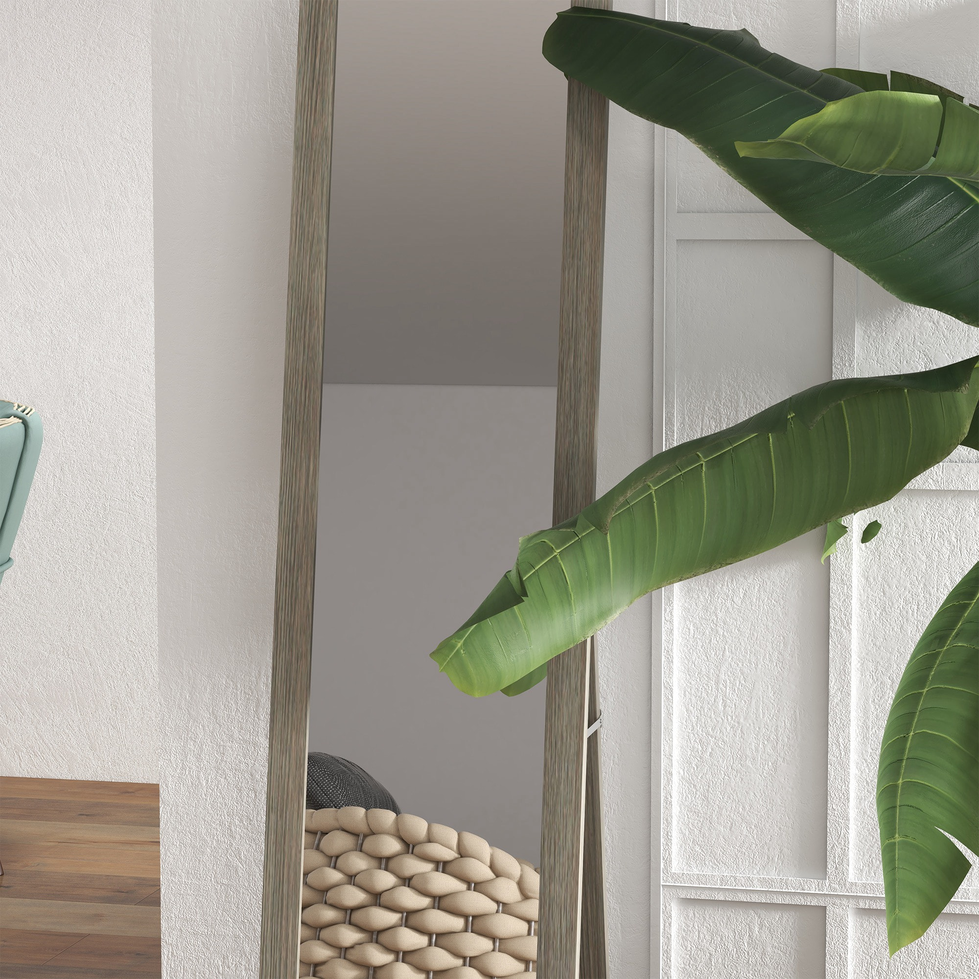 Miroir sur pied et mural rectangulaire dim. 37L x 40l x 157H cm aspect bois gris