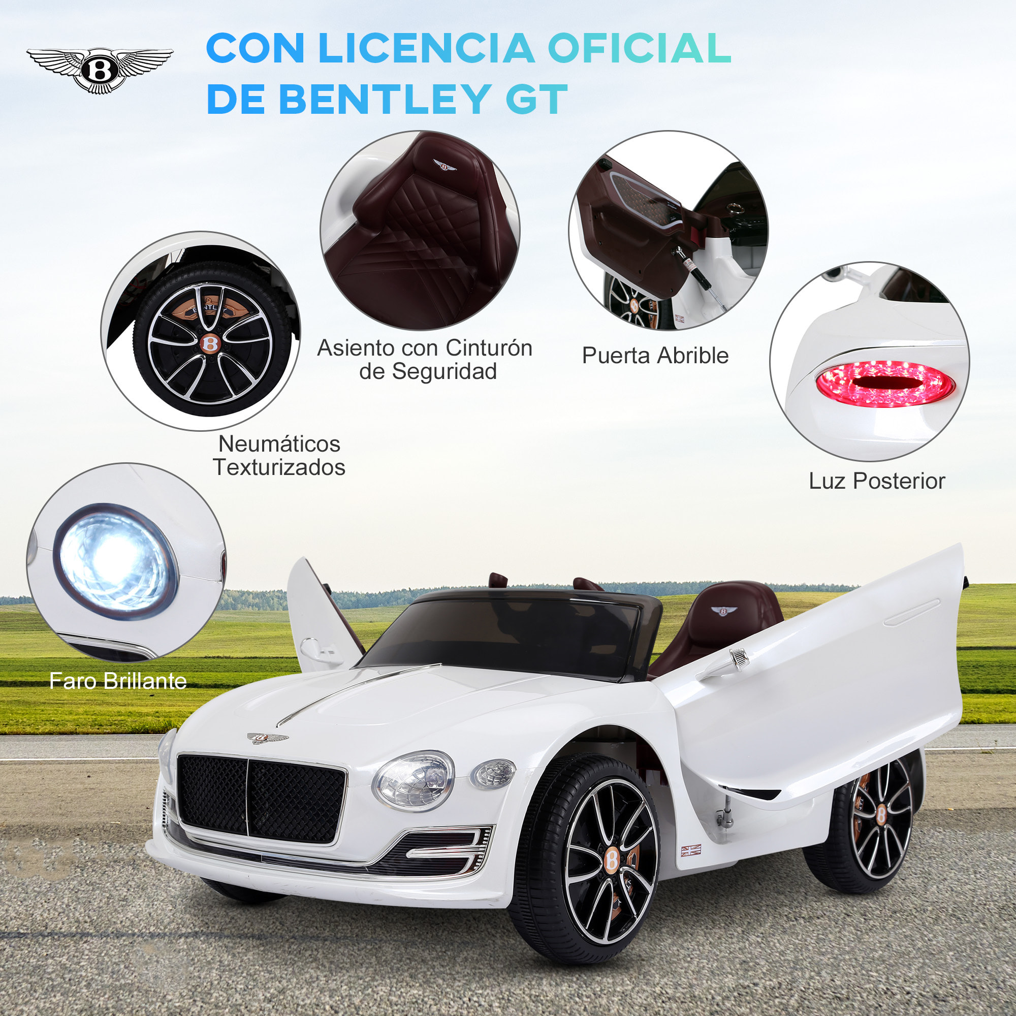 Coche Eléctrico para Niños con Mando a Distancia MP3 Blanco