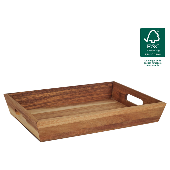 Plateau A Poignees Acacia 32x23cm