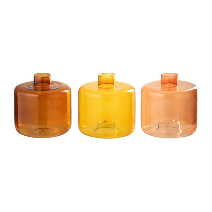 J-Line vase Rond - verre - orange - small - 3 pièces