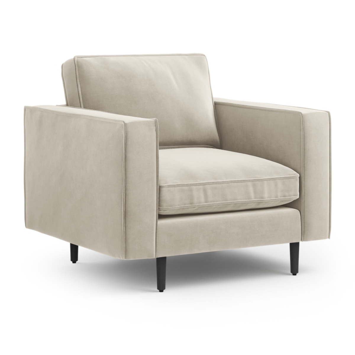 Fauteuil "Alexis" en velours beige clair