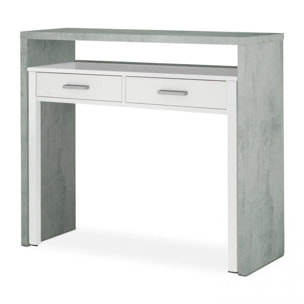 Mesa de escritorio extensible Zira Blanco Artik (Blanco Mate) - Gris Cemento