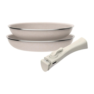 Juego de 2 sartenes ø24ø28cm aluminio prensado,recubrimiento ilag antiadherente,mango extraíble,apto inducción,sin pfoa,apto lavavajillas y horno