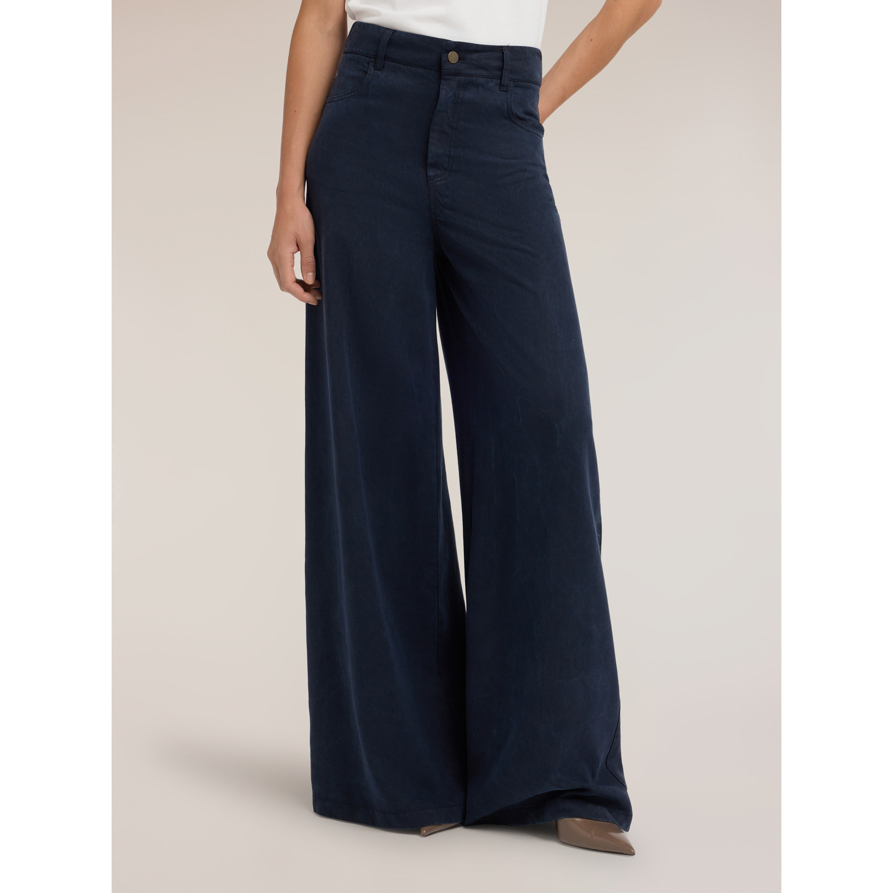 Motivi - Pantaloni palazzo in lyocell - Blu