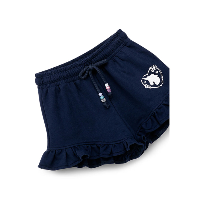 Short Niña Estampado Unicornio En Azul Marino