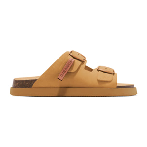 Sandalias Vibe Mujer Cierre Hebilla Color Tan