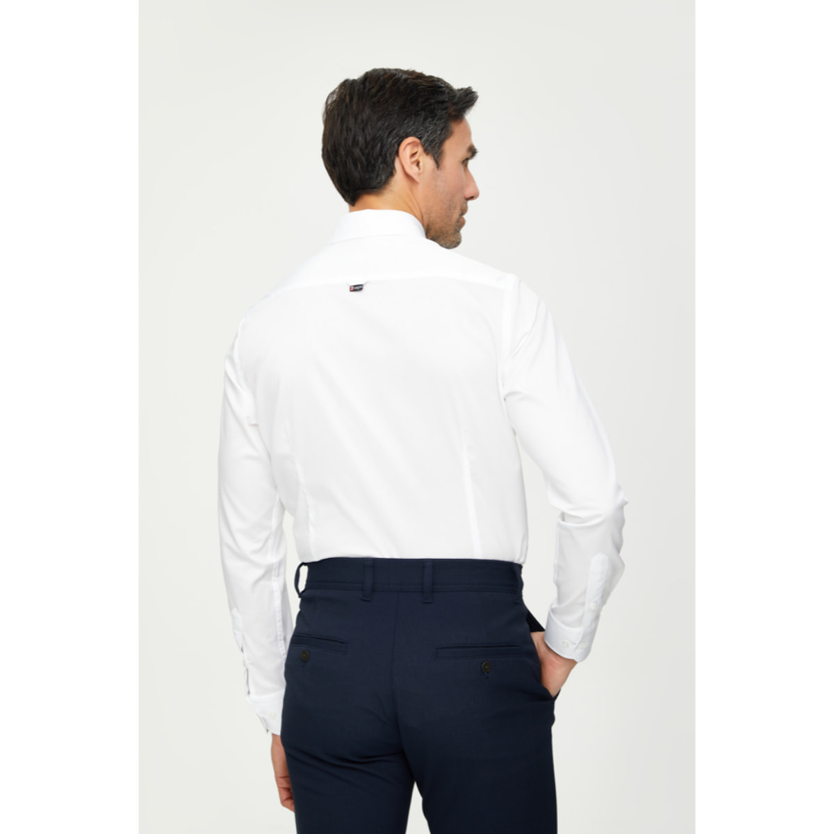 Camicia Uomo 1 Bottone Button Down Slim Twill Unito Bianco