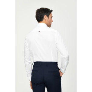 Camicia Uomo 1 Bottone Button Down Slim Twill Unito Bianco