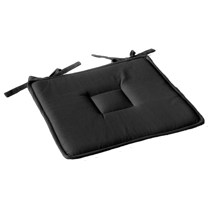 Galette plate unie avec passepoil et nouettes - Gris anthracite