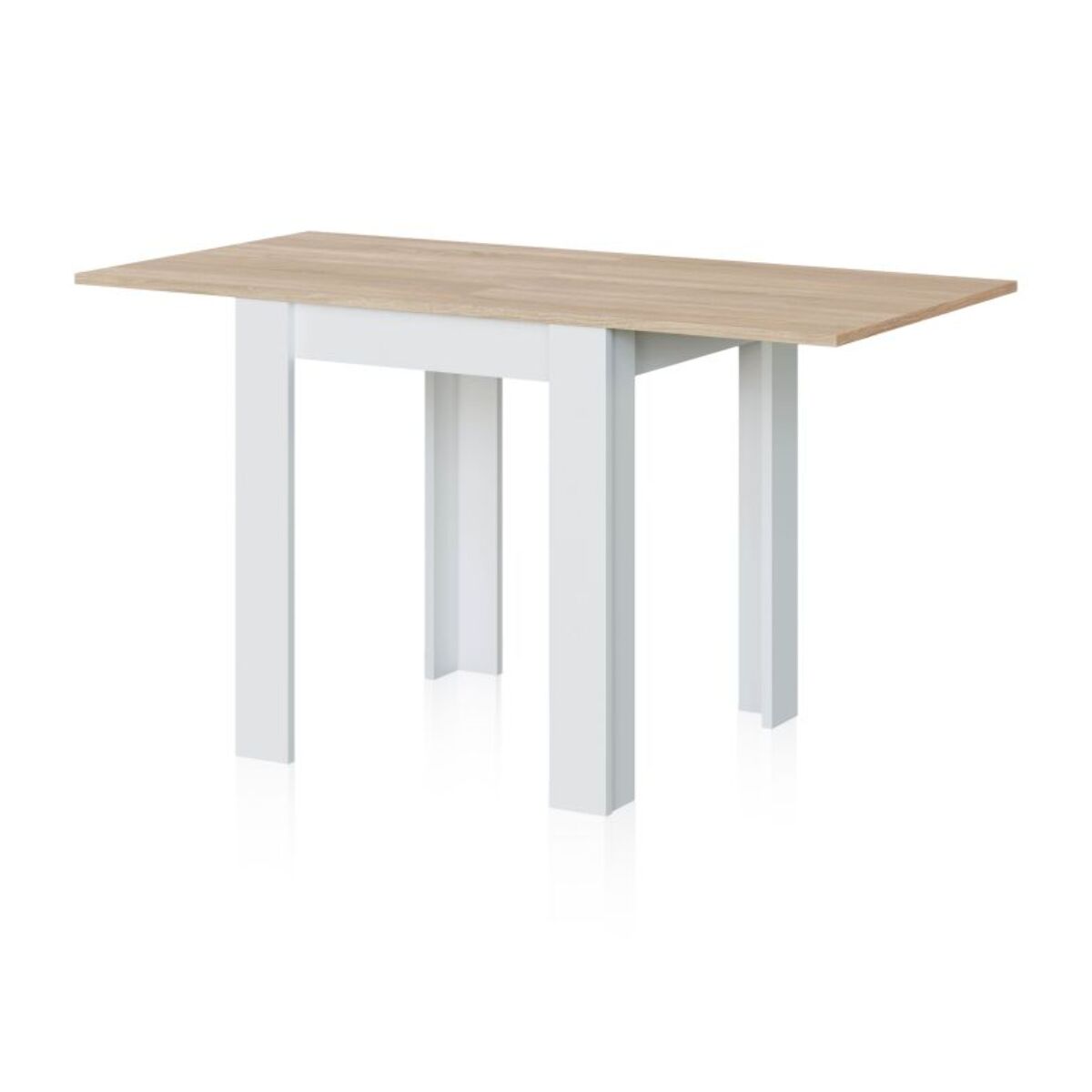Mesa de comedor extensible Giro Blanco Artik (Blanco Mate) - Roble Canadian
