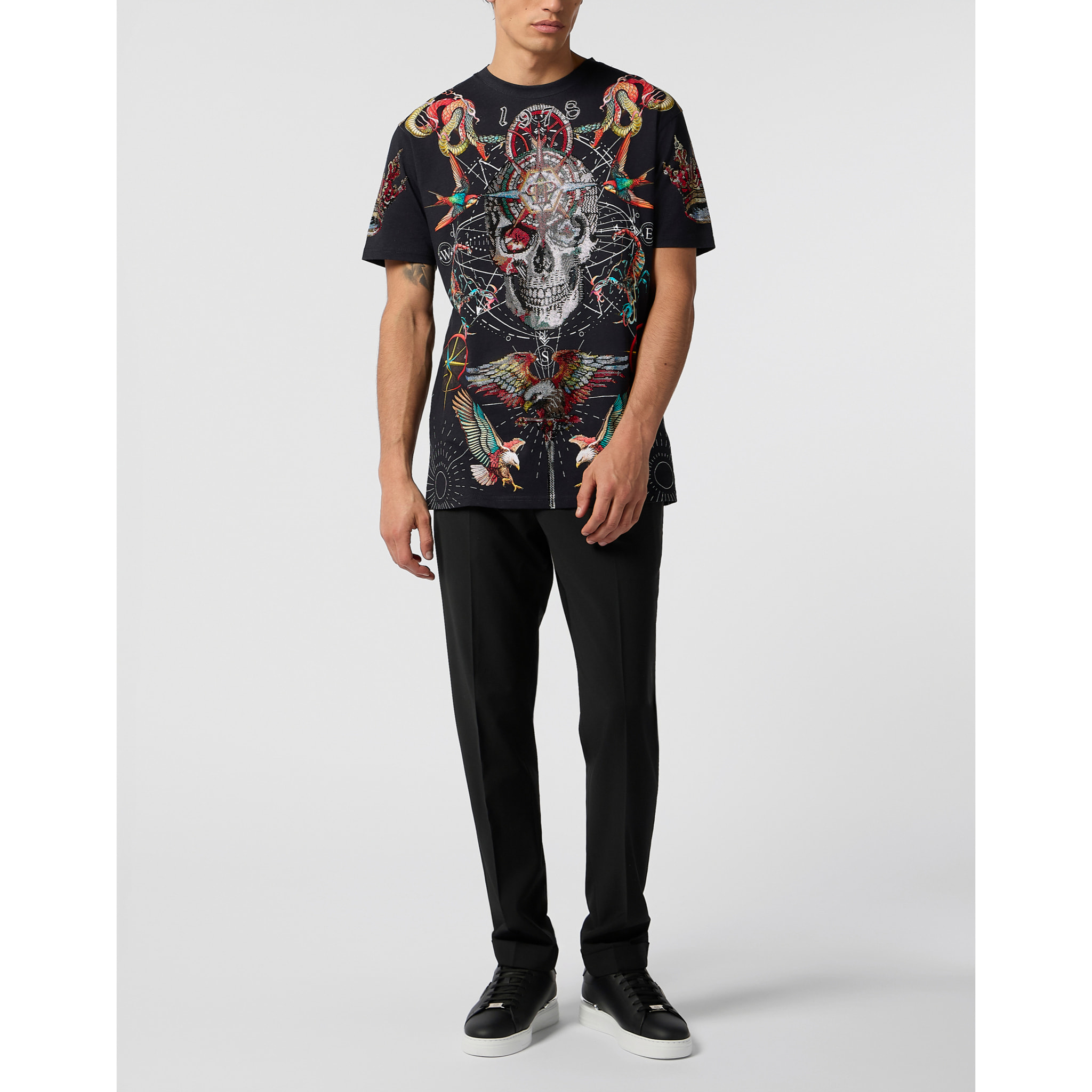PHILIPP PLEIN Round Neck T-Shirt Tattoo Stones