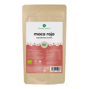 PLANETA HUERTO Maca Roja en Polvo ECO 250g – Superalimento para Energía, Vitalidad y Equilibrio Hormonal