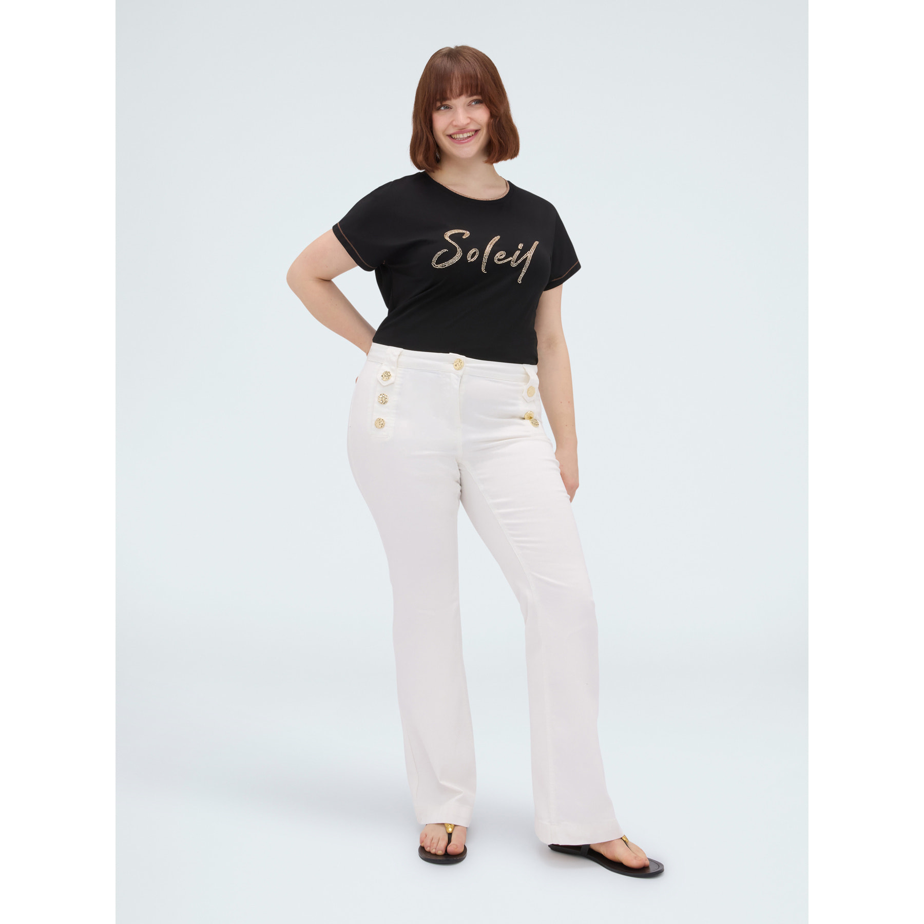 Fiorella Rubino - Camiseta de algodón con estampado Soleil - Negro