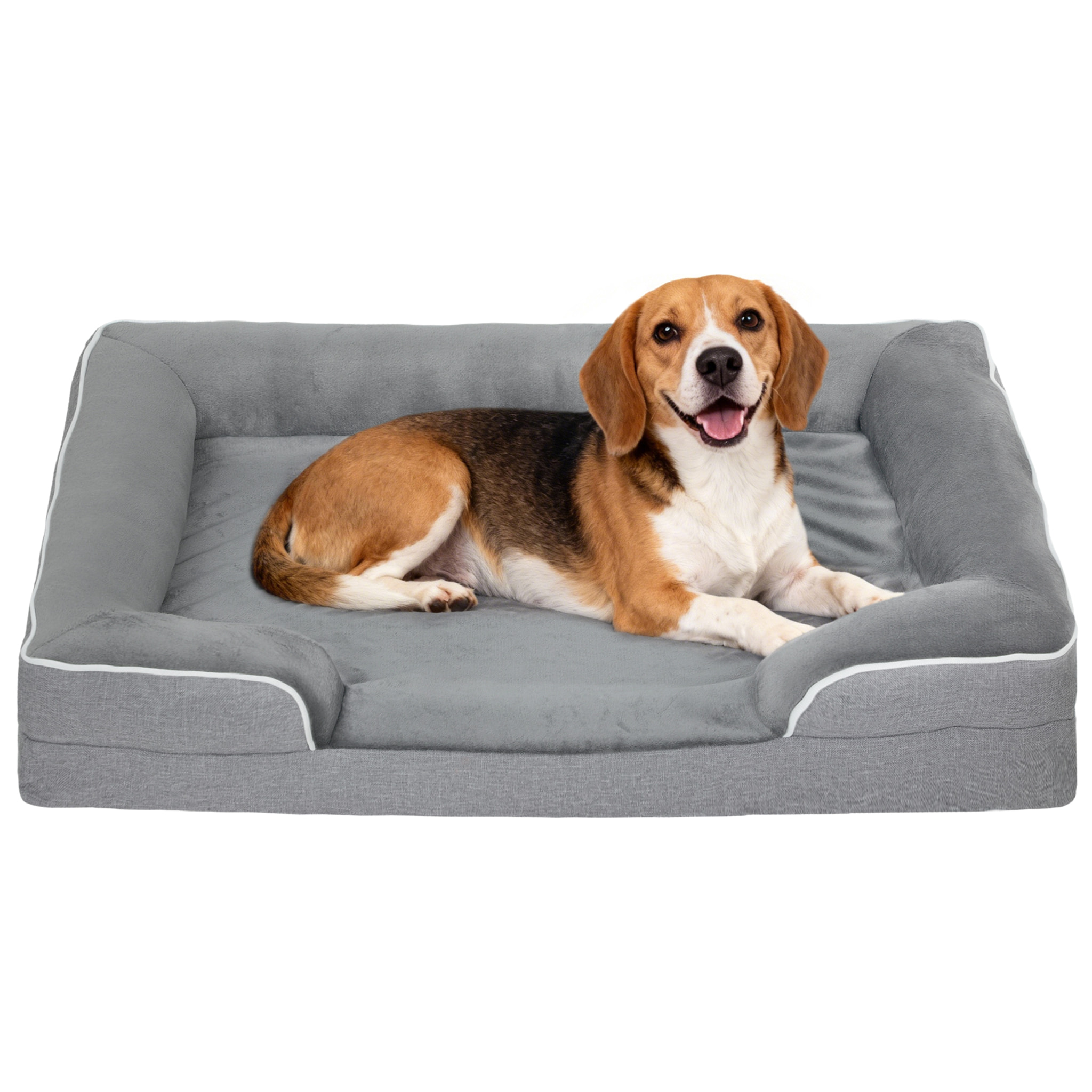 Cama para Perros Medianos, Cama para Gatos, Colchón para Perros con Base Antideslizante, Funda Extraíble y Lavable, 91,5x68,5x16,5 cm, Gris