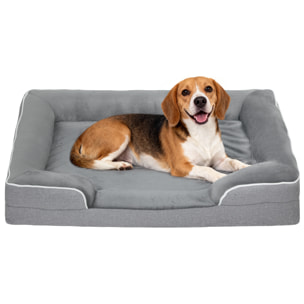 Cama para Perros Medianos, Cama para Gatos, Colchón para Perros con Base Antideslizante, Funda Extraíble y Lavable, 91,5x68,5x16,5 cm, Gris