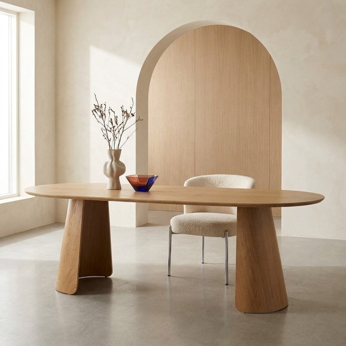 Table à manger oblongue décor bois 8 places MATHILDE
