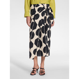 Elena Mirò - Falda pareo estampada - Negro