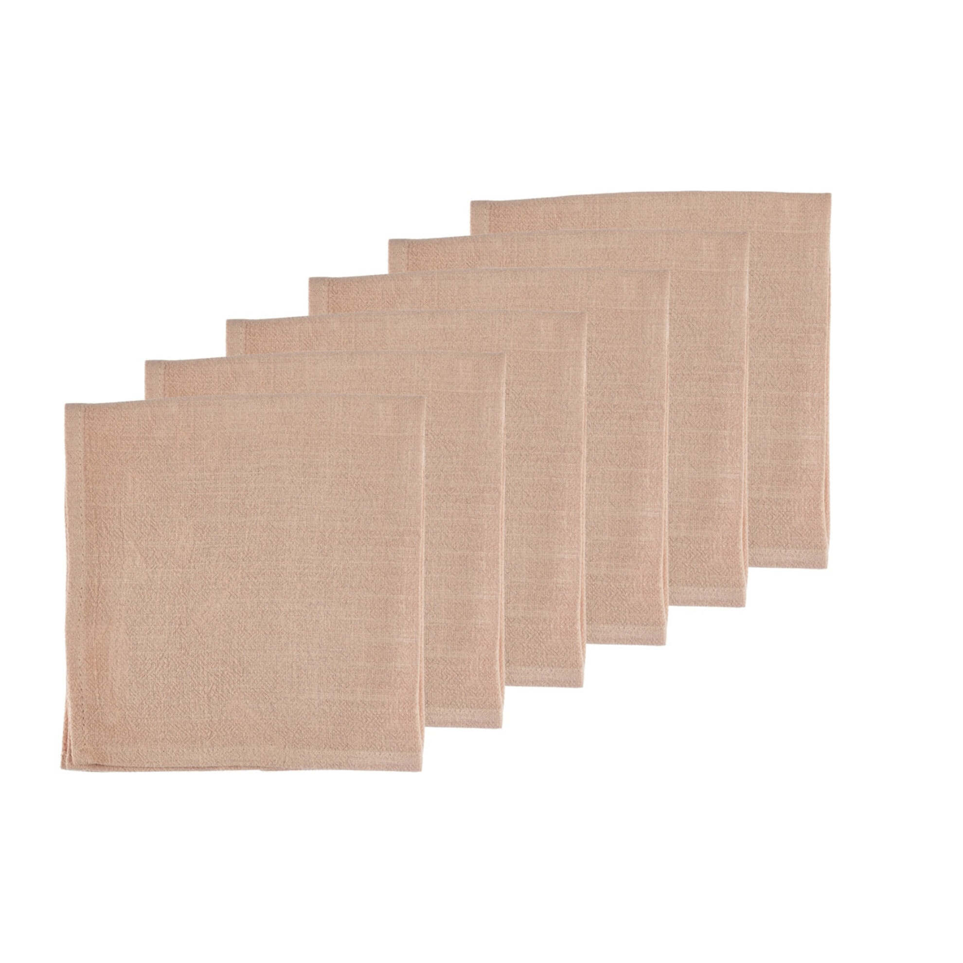 Serviette de table - 6 pièces - Lin et coton rose pâle