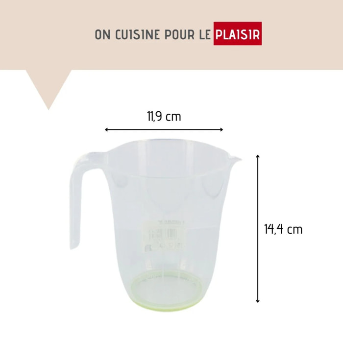 Verre doseur transparent en plastique 1 litre Fackelmann Basic